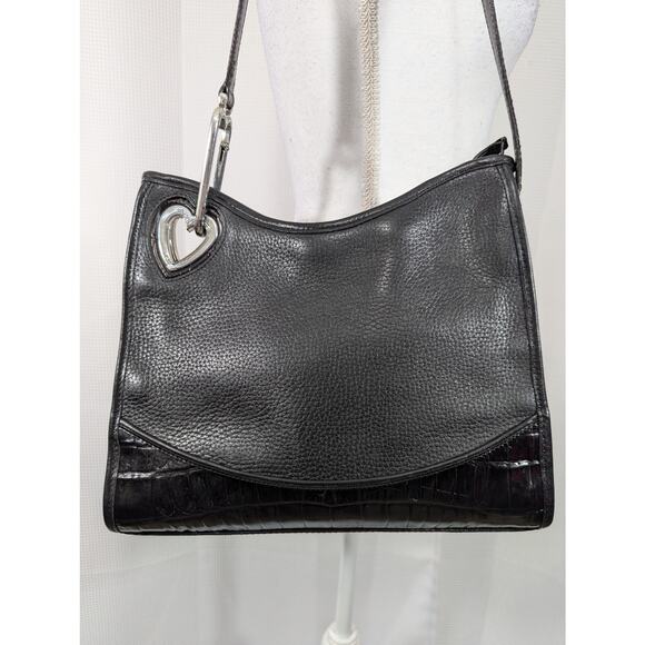 Brighton Black Satchel Bag with Heart Detail - Picture 3 of 10